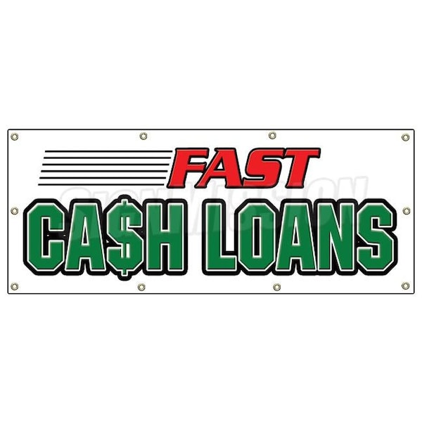 Signmission FAST CASH LOANS BANNER SIGN pawn shop signs loan signs payday check B-96 Fast Cash Loans - main